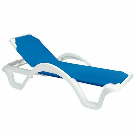 GROSFILLEX 99101241/US101241 Nautical White/Turquoise Adjustable Resin Sling Chaise - 2, 2PK 38399202006PK